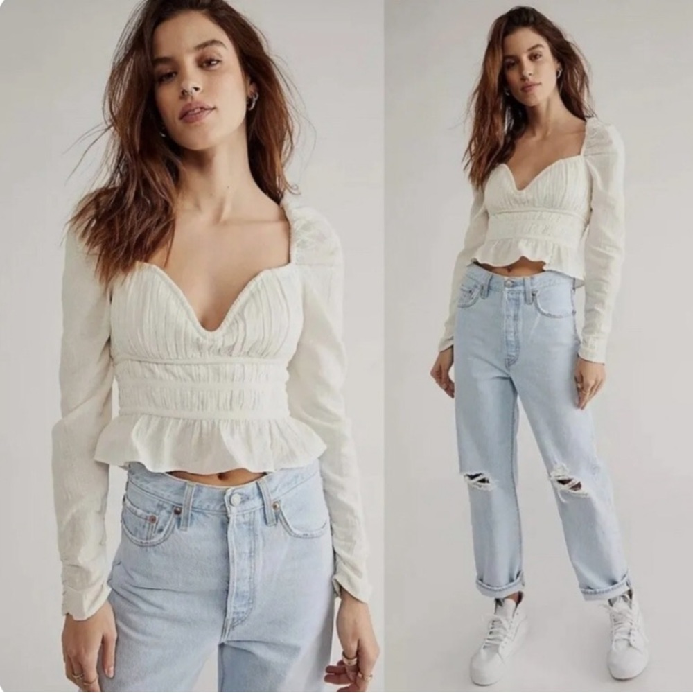 Free People! Chloe Tie Back Top In White NWT!